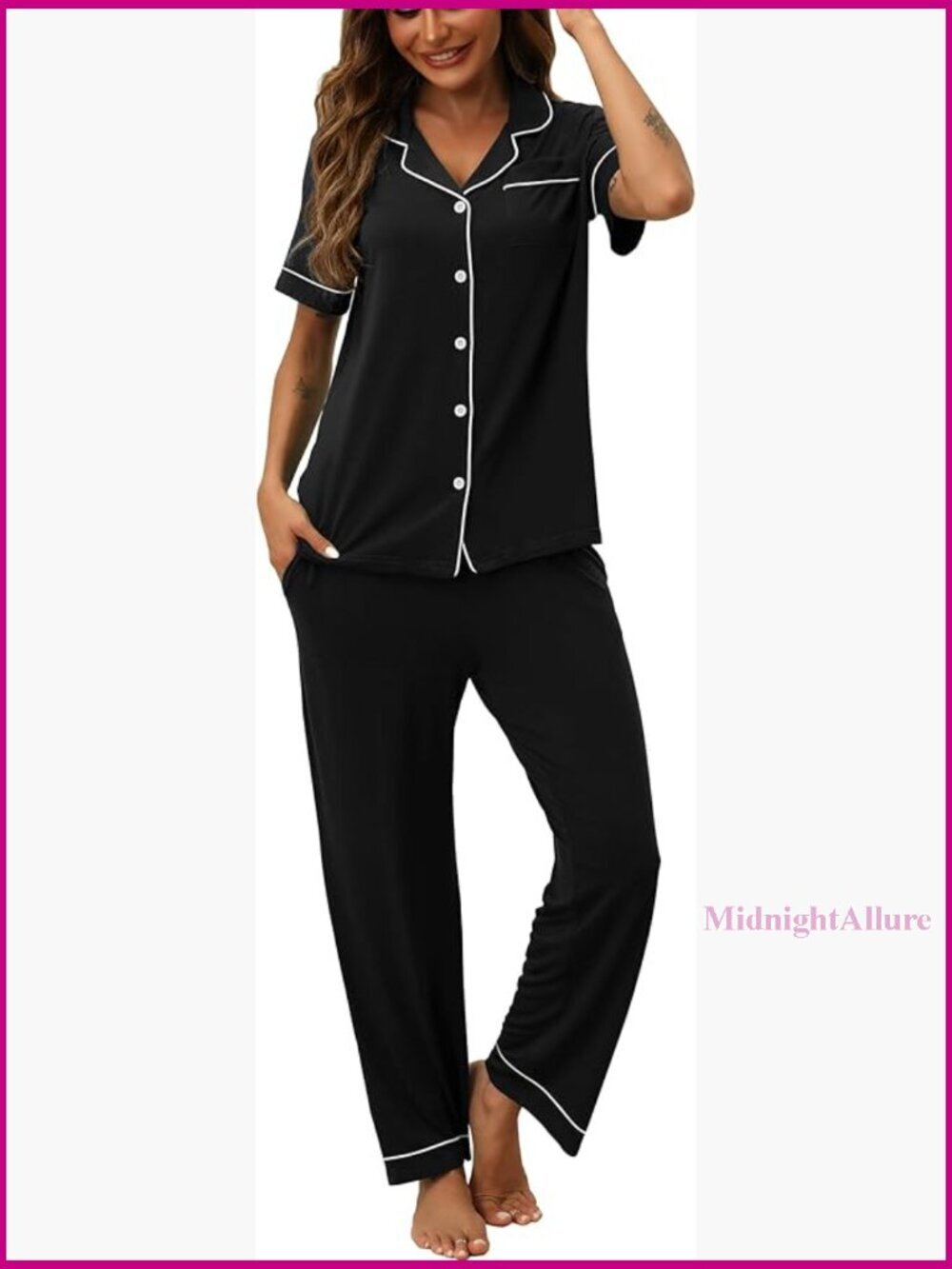 Women's 2 Piece Button Up Pajama Set with Pockets